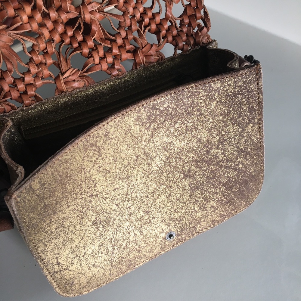 Anthropologie fringe leather braided crossbody bag - Picture 9 of 16